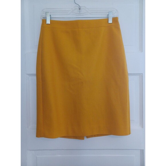 J. Crew The Pencil Skirt mustard gold wool 0 lined classic minimalist office - Picture 2 of 11